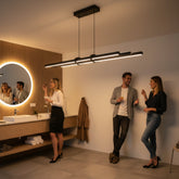 Modern banyo dekorasyonunda ayna önü lüks Cosmo up down sarkıt aydınlatma.