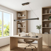 EnzoLight Mira Lineer LED Sarkıt Avize - Çalışma Masası ve Home Office İskandinav Sade Çizgilerle Gündüz Doğal Gün Işığında Tavana Montaj Görünümü
