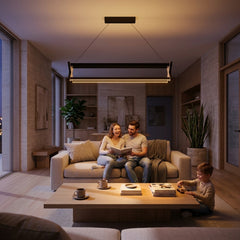 EnzoLight Model X Lineer LED Sarkıt Avize - Lüks Salon ve Oturma Odası Minimalist Yaşam Konseptinde Akşam Açık Işıkla Homojen Sıcak Aydınlatma Ambiyansı