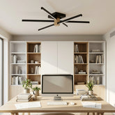 EnzoLight Nova Six Modern LED Tavan Avize Plafonyer - Çalışma Masası ve Home Office İskandinav Sade Çizgilerle Gündüz Doğal Gün Işığında Tavana Montaj Görünümü