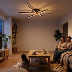 EnzoLight Nova Six Modern LED Tavan Avize Plafonyer - Lüks Salon ve Oturma Odası İskandinav Sade Çizgilerle Akşam Açık Işıkla Homojen Sıcak Aydınlatma Ambiyansı