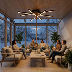 Enzo Light Nova Eight 100cm Plafonyer Tavan Avizesi - Kış Bahçesi Akşam Açık Işıkla Homojen Sıcak Aydınlatma Ambiyansı