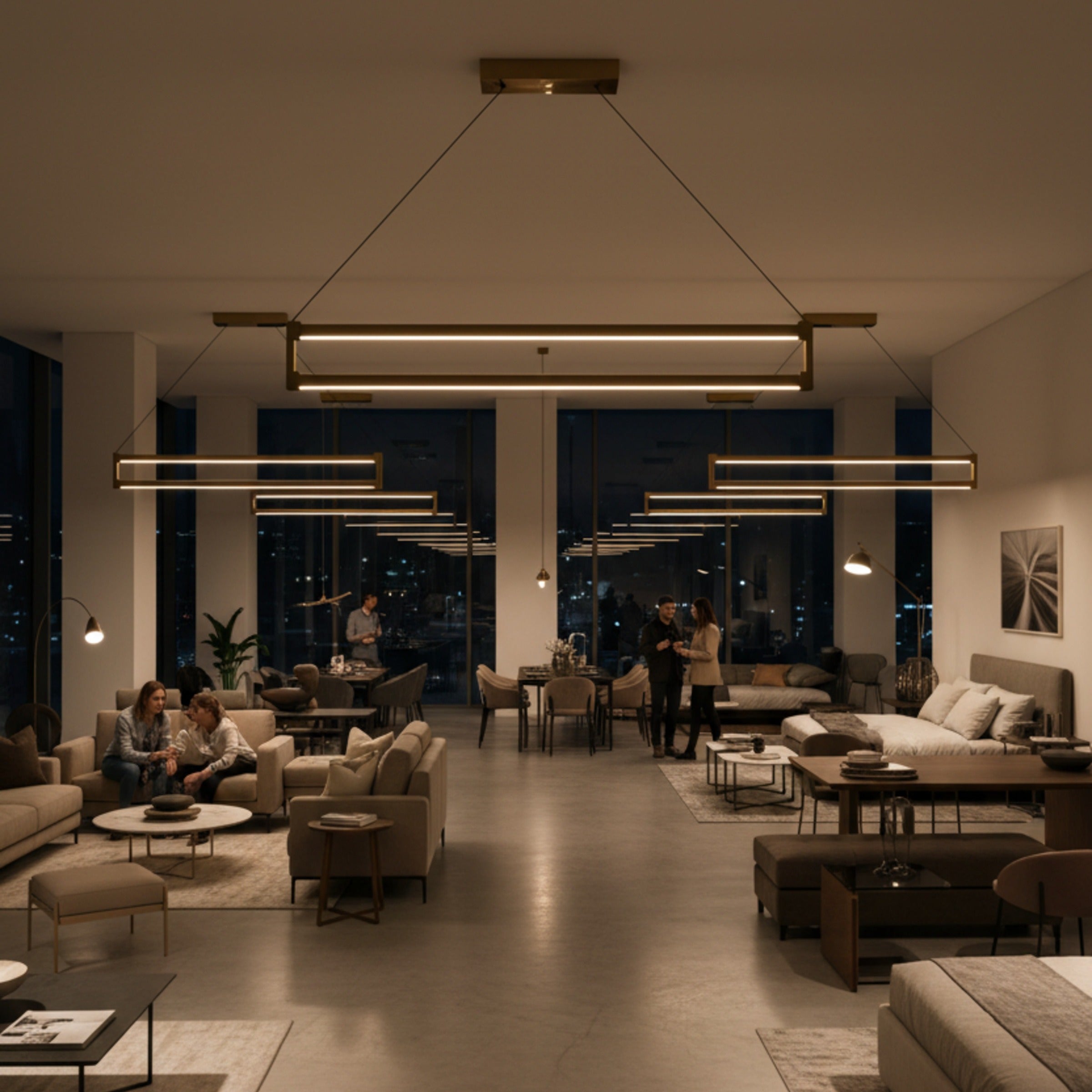 Mobilya mağazası ve showroom alanlarında tasarımları ön plana çıkaran Orion aydınlatma sistemi