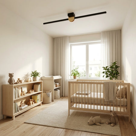 EnzoLight UnoP 120cm Modern Lineer LED Tavan Avize Plafonyer - Çocuk ve Genç Odası İskandinav Sade ve Fonksiyonel Tasarımda Gündüz Doğal Gün Işığında Tavana Sıfır Montaj Görünümü