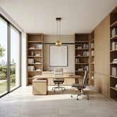 EnzoLight UnoS Lineer LED Sarkıt Avize - Çalışma Masası ve Home Office Minimalist Yaşam Konseptinde Gündüz Doğal Gün Işığında Tavana Montaj Görünümü