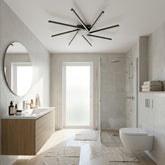 EnzoLight Zenit Modern LED Tavan Avize Plafonyer - Banyo ve Lavabo Alanı İskandinav Sade Çizgilerle Gündüz Doğal Gün Işığında Tavana Montaj Görünümü