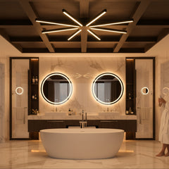 Lüks banyo ve spa alanlarında tavana dinamizm katan Pulsar modern LED aydınlatma.