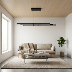 EnzoLight Cosmo Downlight Lineer LED Sarkıt Avize - Lüks Salon ve Oturma Odası İskandinav Sade Çizgilerle Gündüz Doğal Gün Işığında Tavana Montaj Görünümü