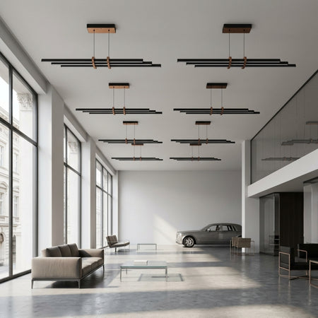 EnzoLight Cosmo Downlight Lineer LED Sarkıt Avize - Lüks Yaşam Alanı Avrupa İç Mimari Stilinde Gündüz Doğal Gün Işığında Tavana Montaj Görünümü