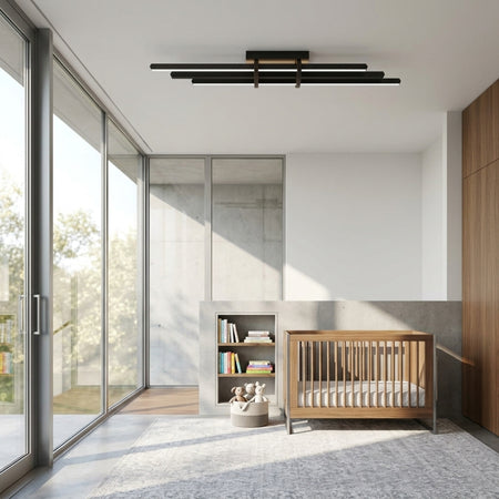 EnzoLight Cosmo Up&Down Modern LED Tavan Avize Plafonyer - Çocuk ve Genç Odası Modern Mimari Çizgilerle Gündüz Doğal Gün Işığında Tavana Montaj Görünümü