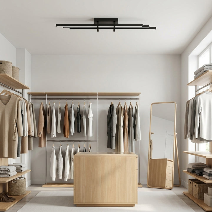 EnzoLight Cosmo Plafonyer Modern LED Tavan Avize Plafonyer - Giyinme Odası ve Gardırop Alanı İskandinav Sade Çizgilerle Gündüz Doğal Gün Işığında Tavana Montaj Görünümü