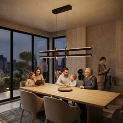 EnzoLight Halo Lineer LED Sarkıt Avize - Kapalı Balkon ve Teras Perspektif Mimari Yerleşiminde Akşam Açık Işıkla Homojen Sıcak Aydınlatma Ambiyansı