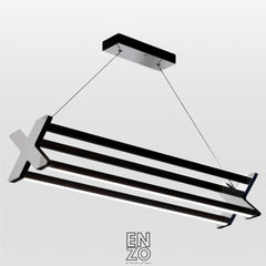 EnzoLight Model X: Benzersiz Form Lineer Sarkıt Avize Modern Lineer LED Sarkıt Avize - 1:1 Beyaz Fon Dekupe Ana Ürün Görseli (AI Oda Tasarımı Cutout)