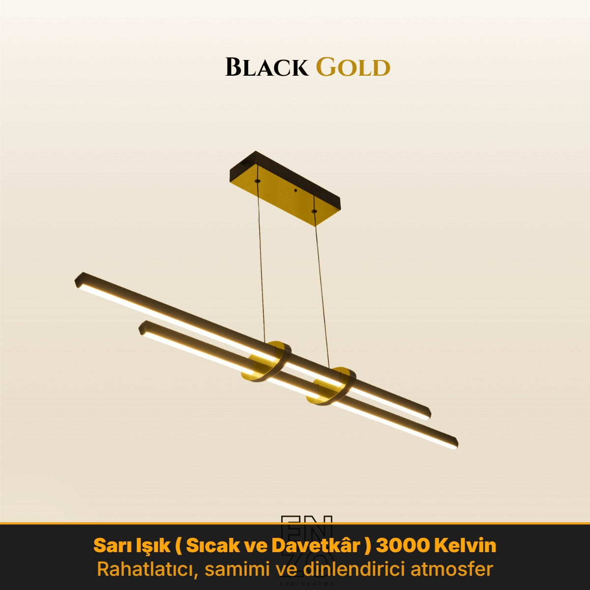 EnzoLight Cosmo 2 Lineer LED Sarkıt Avize (Gold / 3000K (Sarı)) - 1:1 Beyaz Fon Dekupe Ürün Görseli | Modern Lineer LED Sarkıt Avize