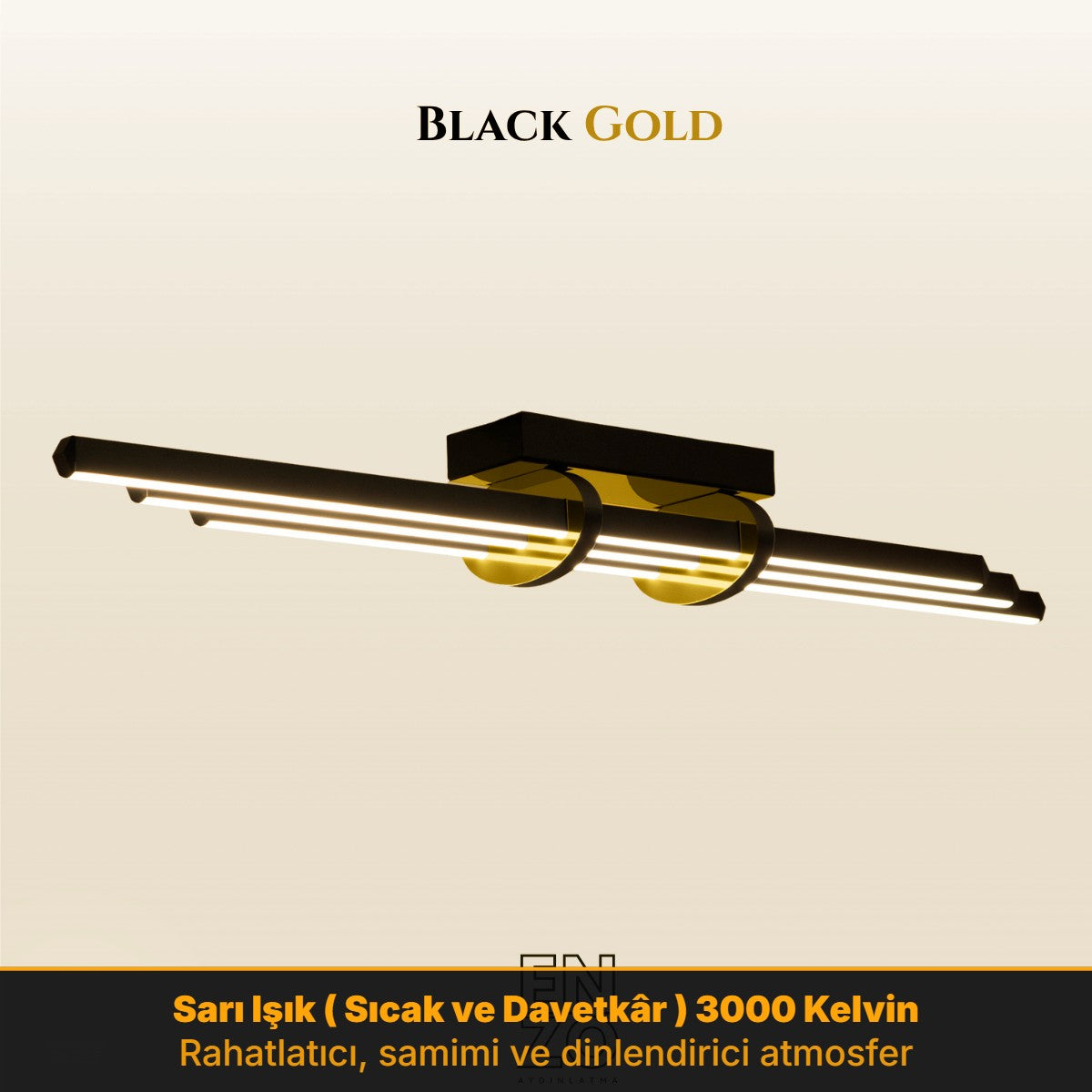 Enzo Light Cosmo Plafonyer Gold Kasa, 3000K Sıcak Sarı Işık - Salon İçin Modern Mimari LED Plafonyer Tavan Aydınlatması