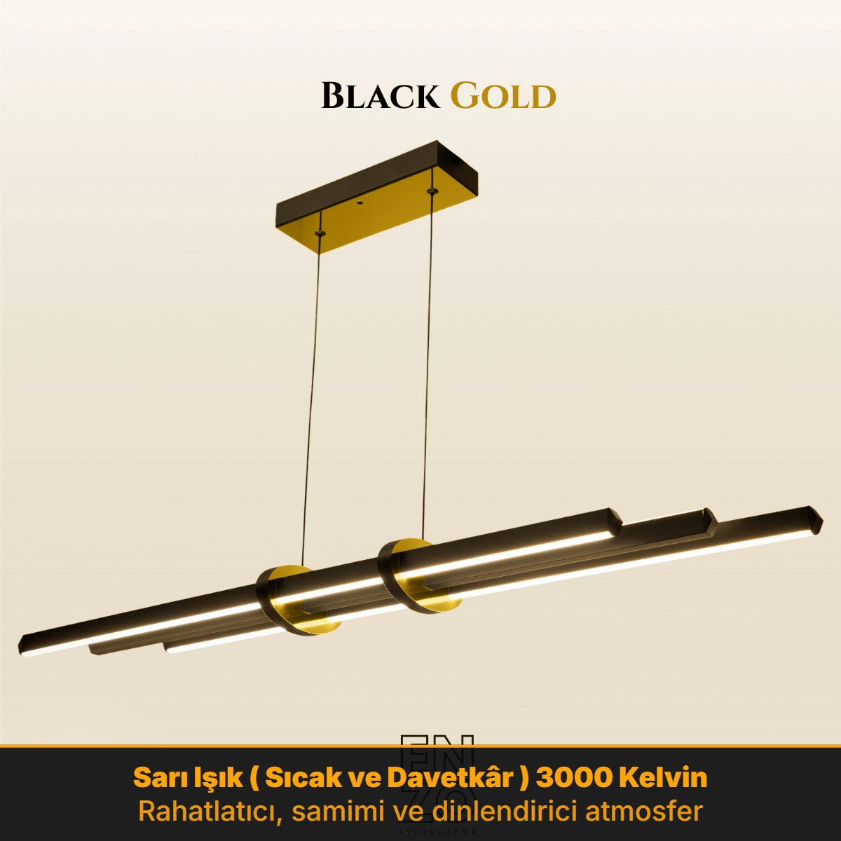 Enzo Light Cosmo Up & Down Gold Kasa, 3000K Sıcak Sarı Işık - Çift Yönlü Lineer LED Sarkıt Avize