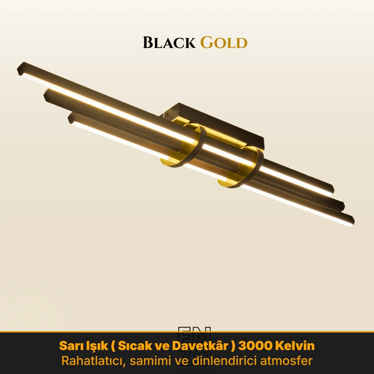 EnzoLight Cosmo LED Tavan Avize (Gold / 3000K (Sarı)) - 1:1 Beyaz Fon Dekupe Ürün Görseli | Tavana Sıfır Plafonyer LED Avize
