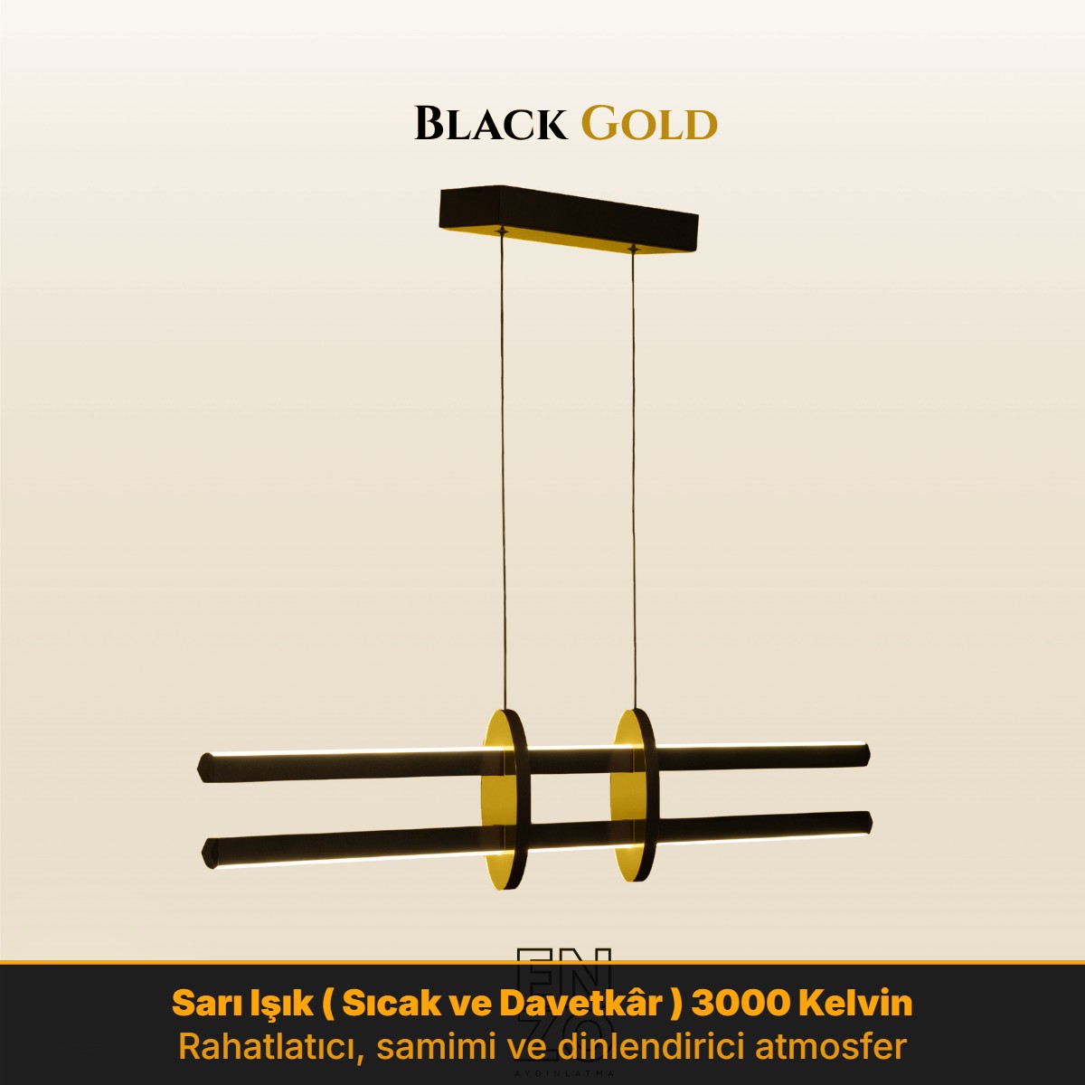 EnzoLight Halo Lineer LED Sarkıt (Gold / 3000K (Sarı)) - 1:1 Beyaz Fon Dekupe Ürün Görseli | Modern Lineer LED Sarkıt Avize