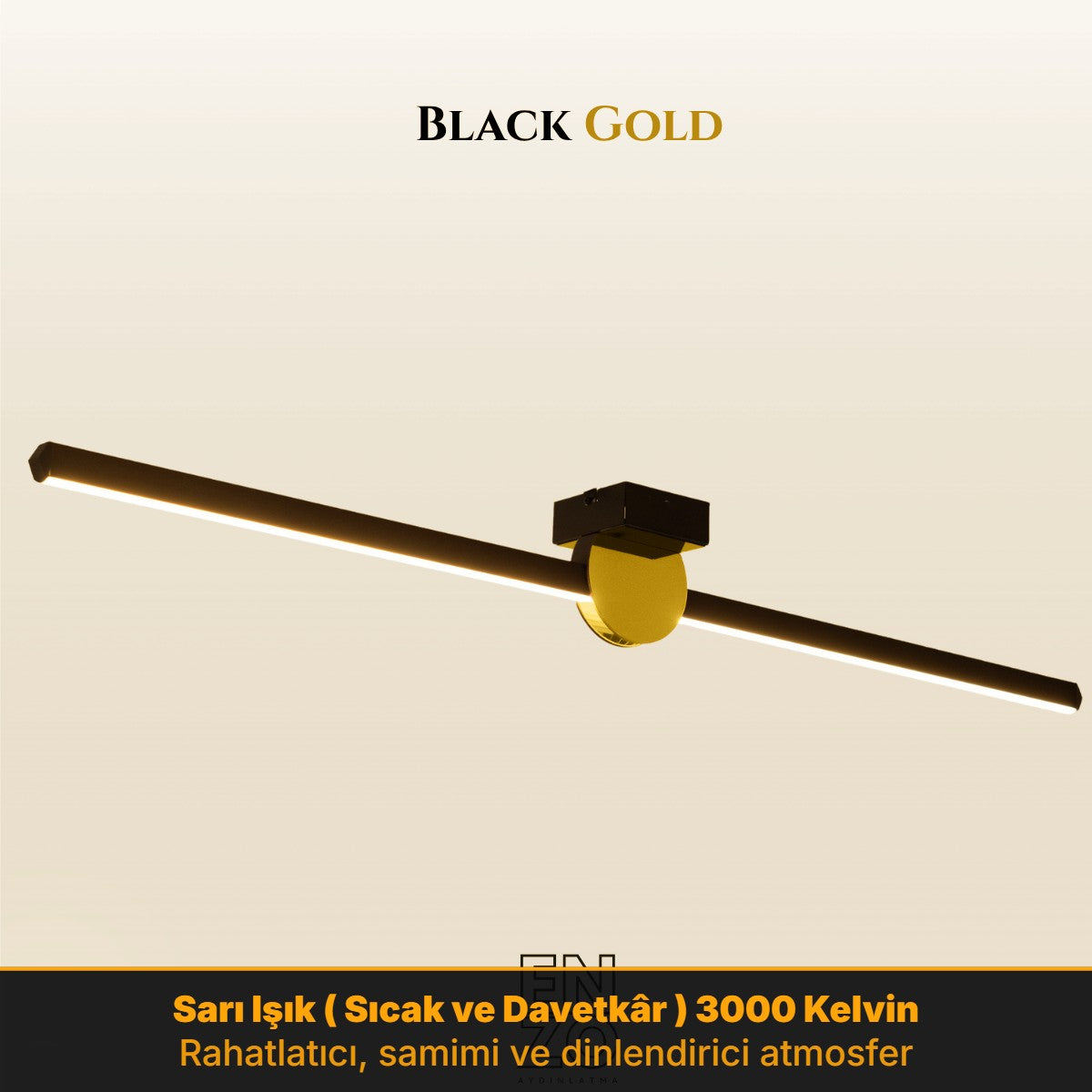 EnzoLight UnoP Aşağı Yönlü Tavan Aydınlatma Led Avize 120 Cm Modern (Gold / 3000K (Sarı)) - 1:1 Beyaz Fon Dekupe Ürün Görseli | Tavana Sıfır Plafonyer LED Avize