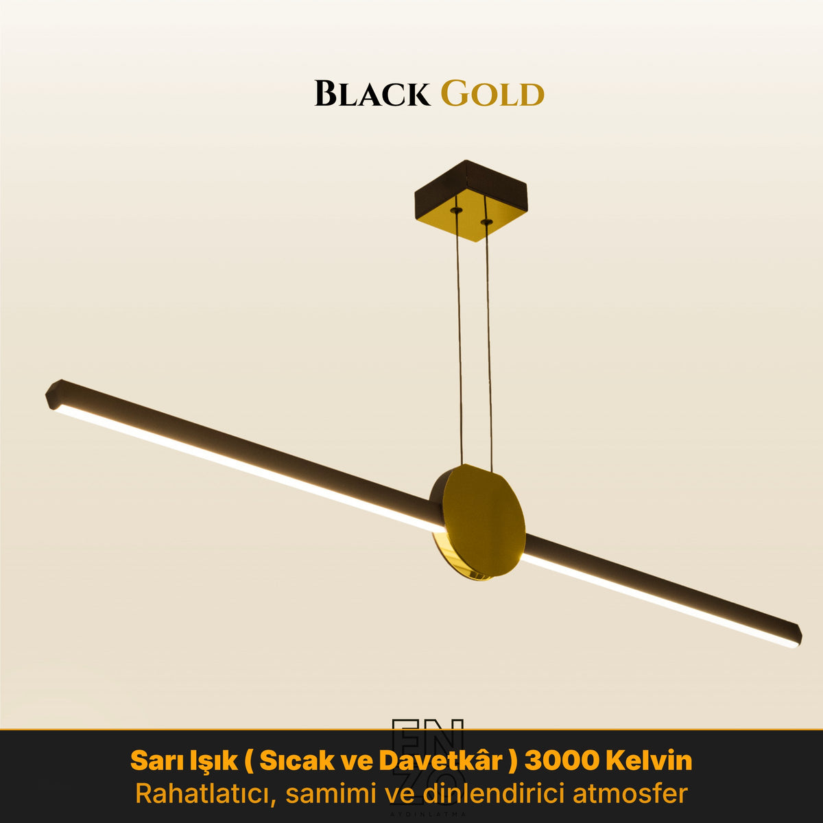 EnzoLight UnoS Aşağı Yönlü Sarkıt Led Avize 120 Cm Modern (Gold / 3000K (Sarı)) - 1:1 Beyaz Fon Dekupe Ürün Görseli | Modern Lineer LED Sarkıt Avize