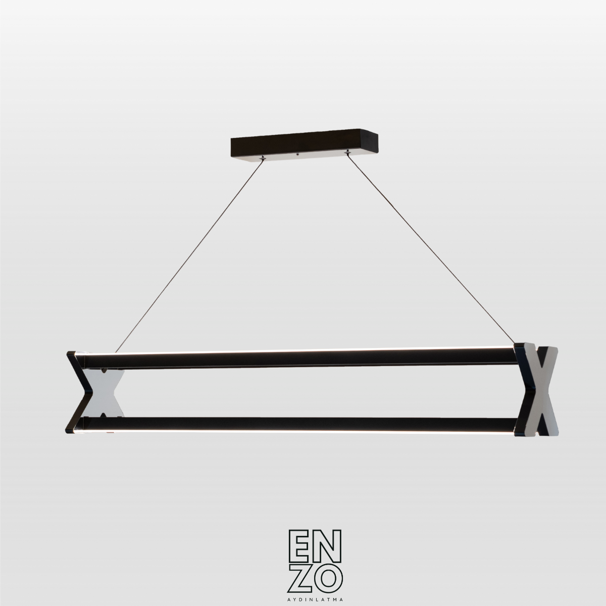 EnzoLight Model X: Benzersiz Form Lineer Sarkıt Avize Modern Lineer LED Sarkıt Avize - Modern İç Mekan Yaşam Alanı Dekorasyon Görseli