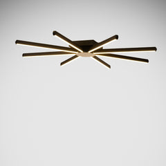 Pulsar serisi siyah 8 kollu modern led tavan avizesi aşağı ışık veren radyal tasarımıyla modern iç mekan tavanında.