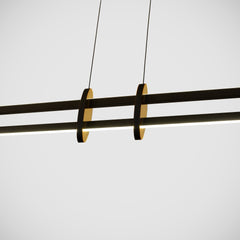 Halo lineer avizenin profil geçişlerini sağlayan estetik altın renkli halka detayları ve LED ışık kaynağı yakını.