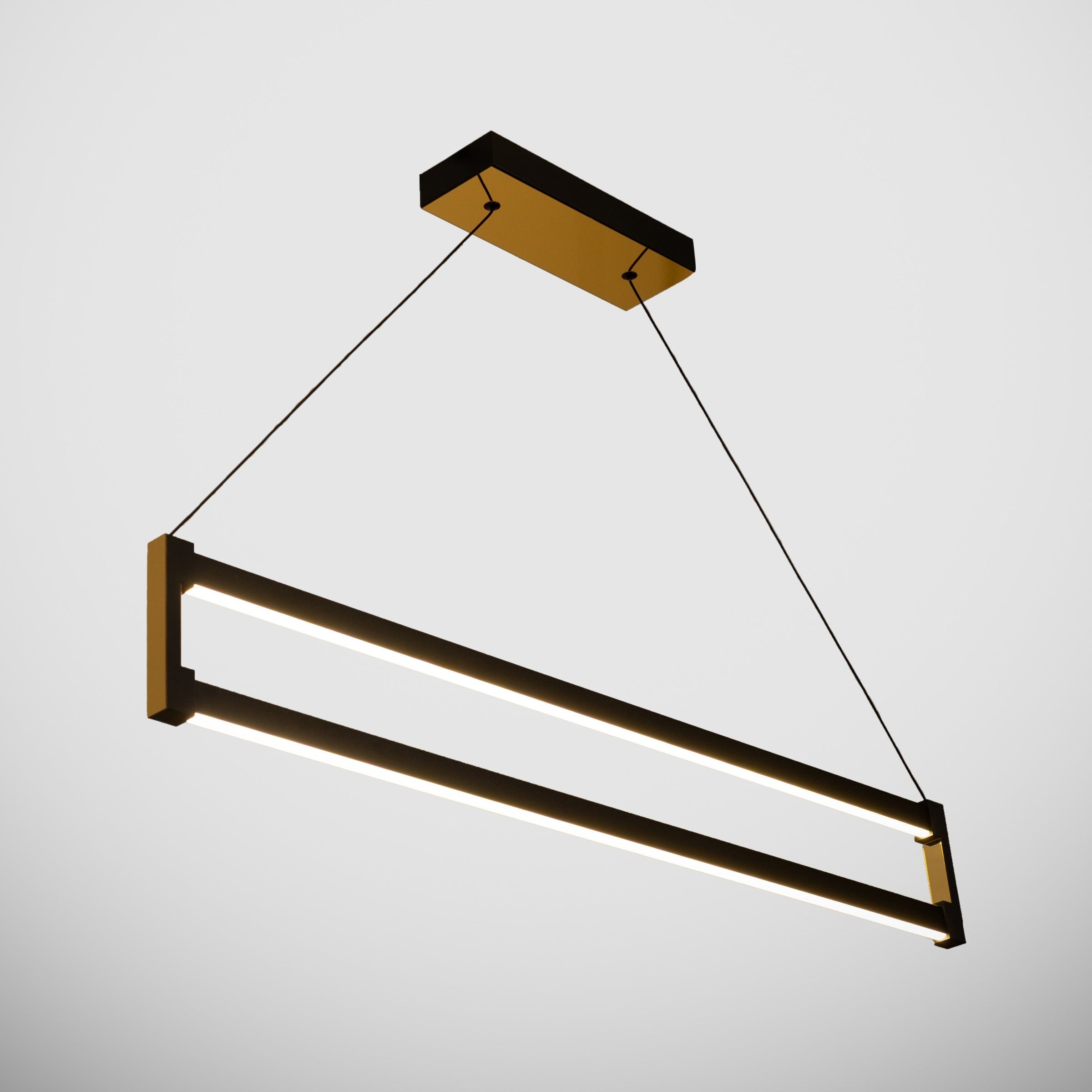 Orion modern lineer led sarkıt avize siyah metal gövdesi ve çift profil tasarımı ile aşağı yönlü güçlü aydınlatma sağlar.