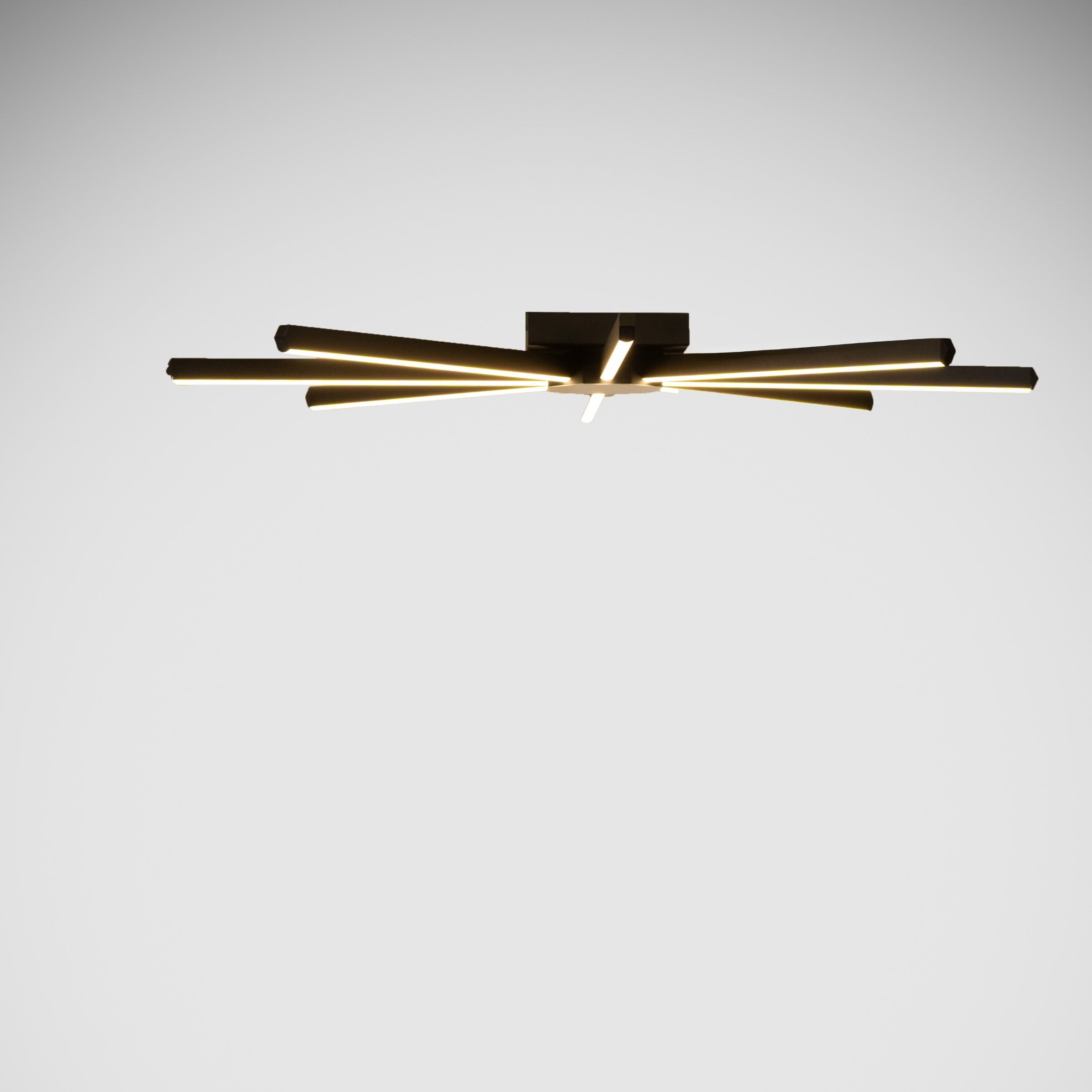 İnce lineer hatlara sahip Pulsar siyah led avizenin yan profil görünümü ve modern iç mekanlara uygun minimal yüksekliği.