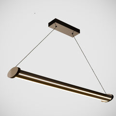 Mira Modern Lineer Sarkıt Avize siyah ince gövde ve aşağı yönlü led ışık detaylı çapraz görünüm