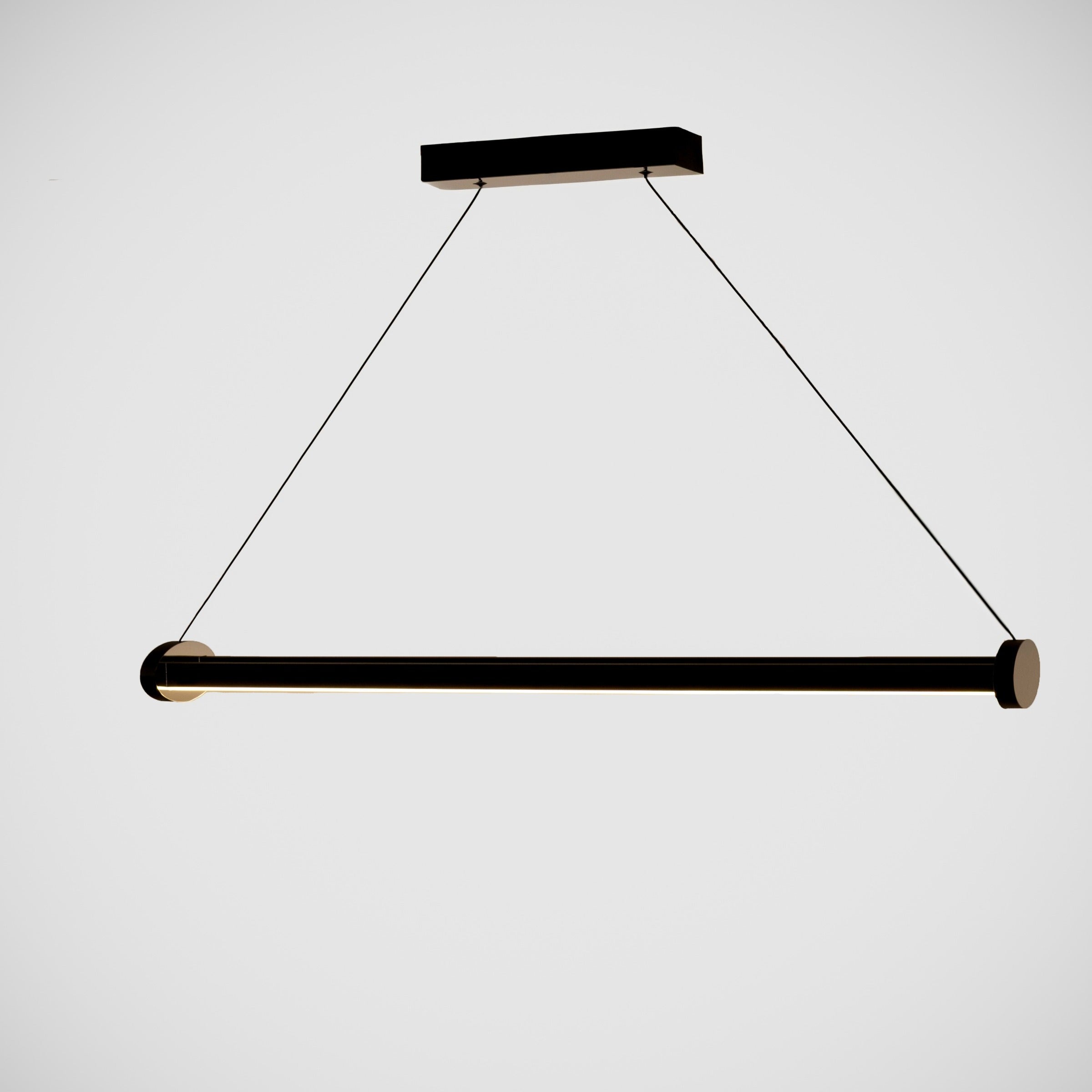 Minimalist dekorasyonla uyumlu Mira siyah lineer sarkıt lambanın asılı duran zarif perspektifi