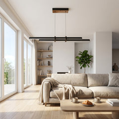 EnzoLight Cosmo Lineer LED Sarkıt Avize - Lüks Salon ve Oturma Odası İskandinav Sade Çizgilerle Gündüz Doğal Gün Işığında Tavana Montaj Görünümü