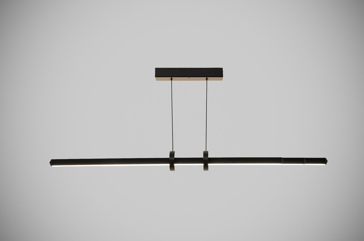 Modern Linear LED Pendant Light – Minimal Black & Gold Hanging Ceiling Lamp for Dining Table, Kitchen Island & Living Room