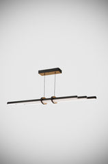 Modern Lineer LED Sarkıt Avize | Siyah Gövde & Gold Detaylı Minimal Tavan Aydınlatması – Yemek Masası, Mutfak Adası ve Salon İçin