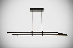 Lineer LED Sarkıt Avize – Çift Işık Hatlı, Siyah Metal Gövdeli Modern Tasarım Aydınlatma