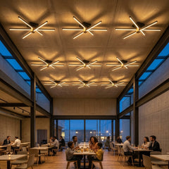 EnzoLight Nova Six Modern LED Tavan Avize Plafonyer - Cafe, Bar ve Restoran Masası Modern Mimari Çizgilerle Akşam Açık Işıkla Homojen Sıcak Aydınlatma Ambiyansı