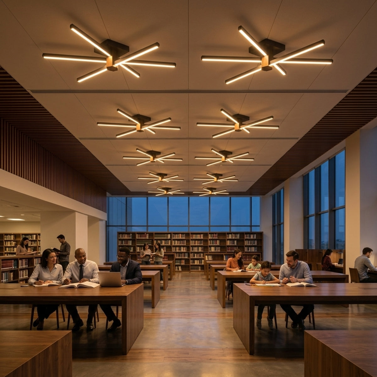 EnzoLight Nova Six Modern LED Tavan Avize Plafonyer - Lüks Yaşam Alanı Çağdaş İç Mimari Tasarımında Akşam Açık Işıkla Homojen Sıcak Aydınlatma Ambiyansı