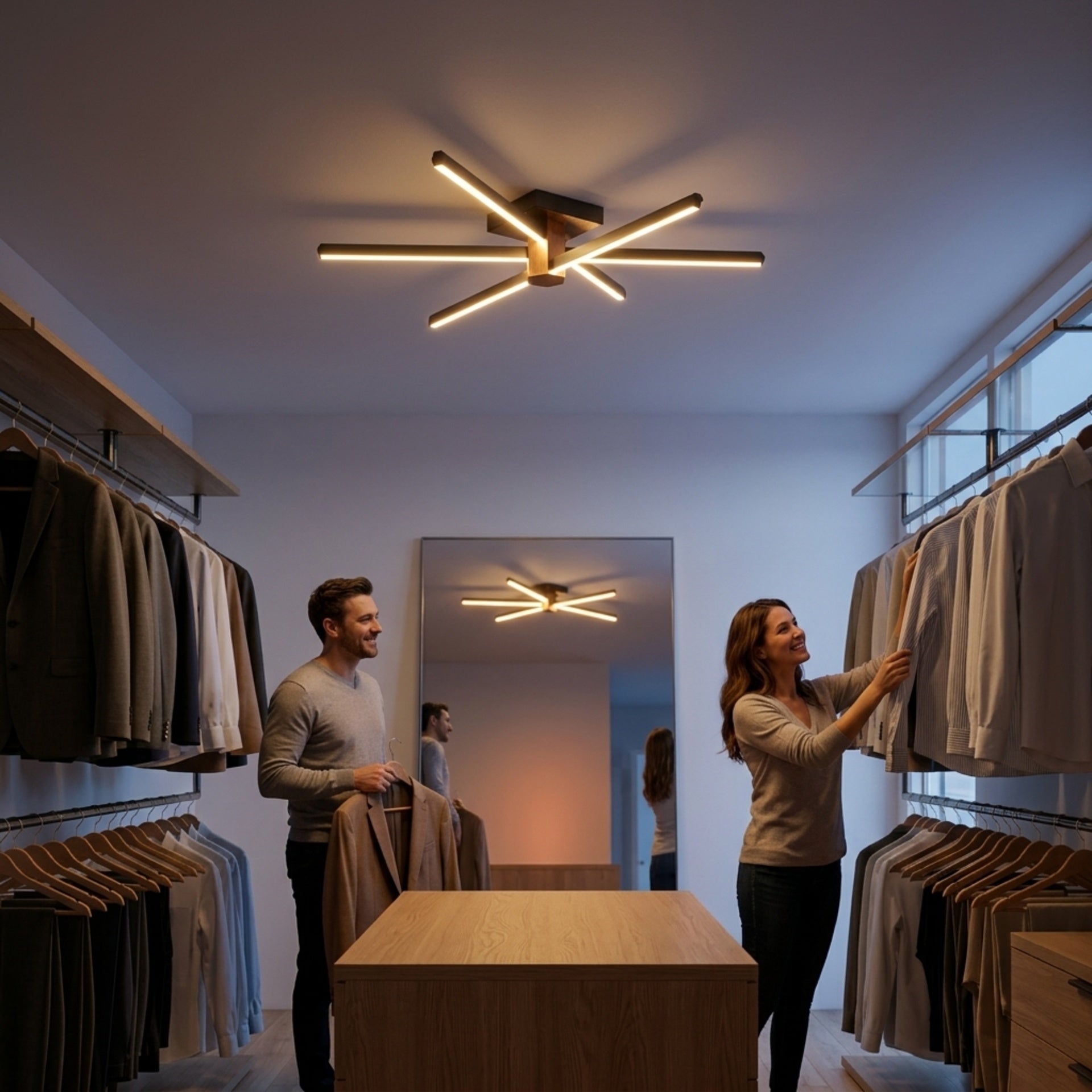 EnzoLight Nova Six Modern LED Tavan Avize Plafonyer - Giyinme Odası ve Gardırop Alanı Minimalist Yaşam Konseptinde Akşam Açık Işıkla Homojen Sıcak Aydınlatma Ambiyansı