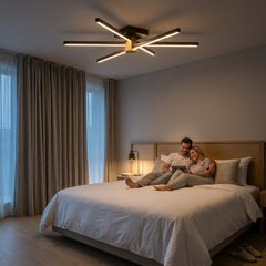 EnzoLight Nova Six Modern LED Tavan Avize Plafonyer - Lüks Yaşam Alanı İskandinav Sade Çizgilerle Akşam Açık Işıkla Homojen Sıcak Aydınlatma Ambiyansı