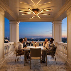 EnzoLight Nova Eight Modern LED Tavan Avize Plafonyer - Kapalı Balkon ve Teras Avrupa İç Mimari Stilinde Akşam Açık Işıkla Homojen Sıcak Aydınlatma Ambiyansı