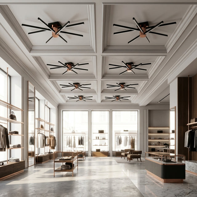 EnzoLight Nova Eight Modern LED Tavan Avize Plafonyer - Mağaza ve Showroom Tavanı Avrupa İç Mimari Stilinde Gündüz Doğal Gün Işığında Tavana Montaj Görünümü