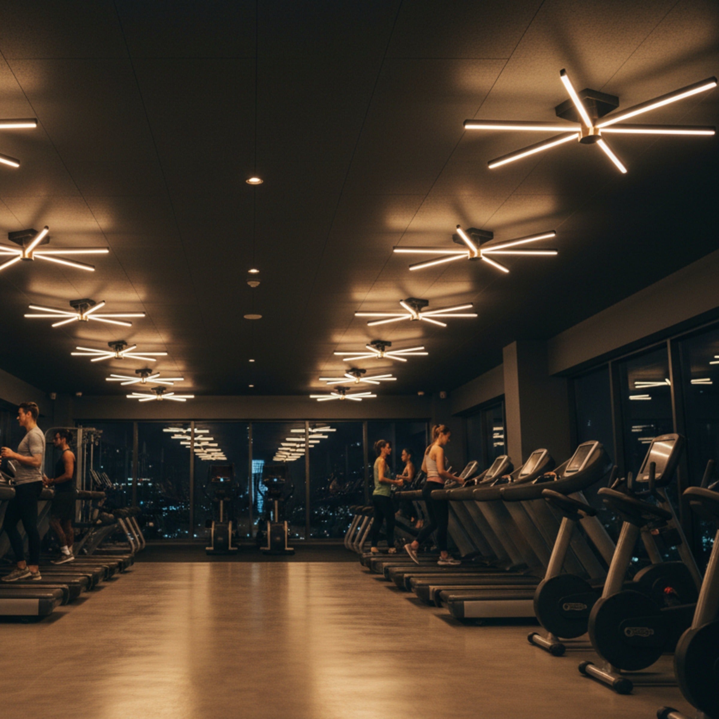 Nova Six serisi lüks salon plafonyerinin geniş mekanlardaki etkileyici tavan yerleşimi ve modern aydınlatma gücü.