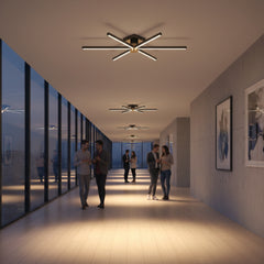 Modern sanat galerisi atmosferinde Nova Six antre aydınlatma ile derinlik kazanan koridor tasarımı.