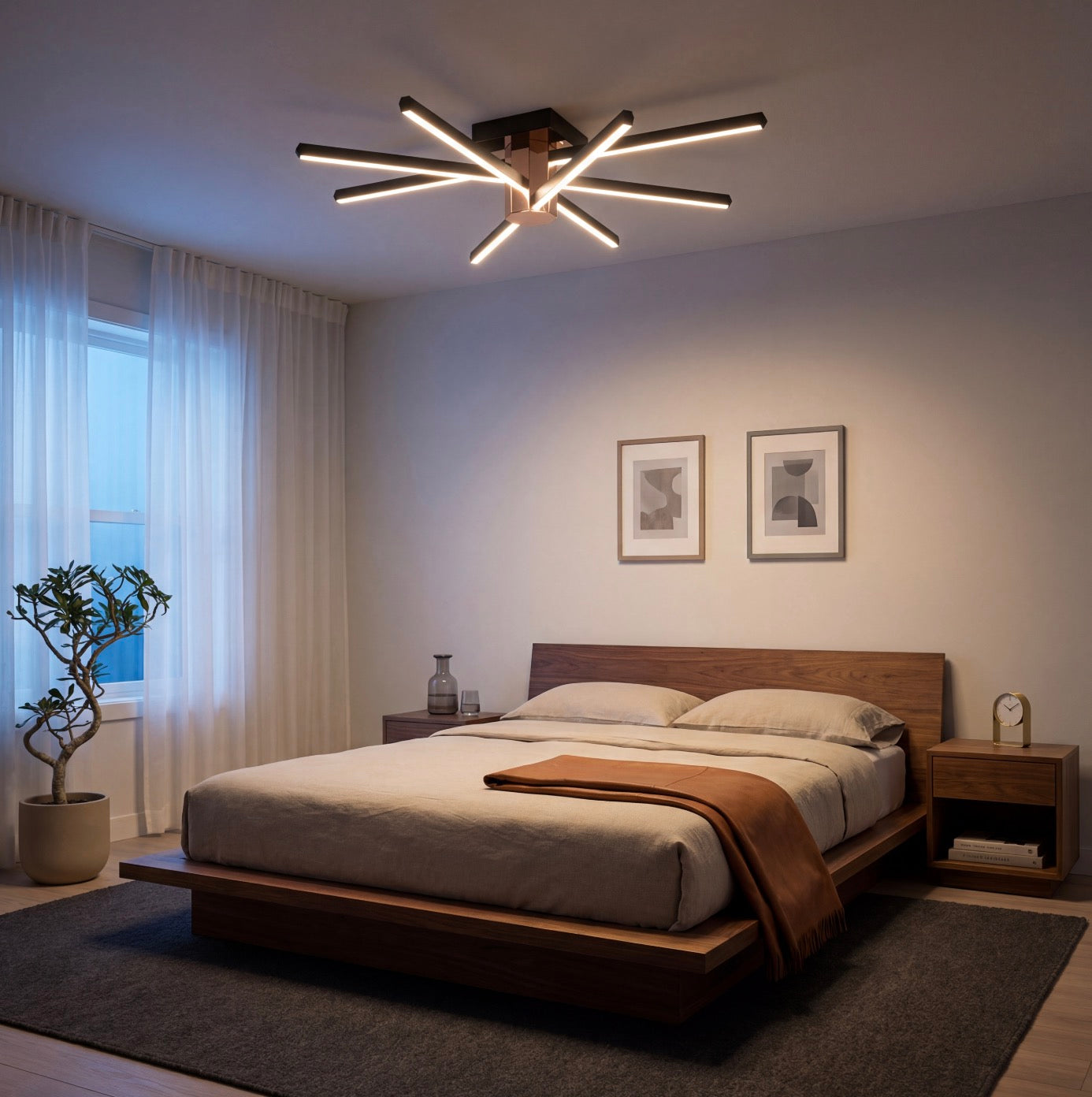 Lüks iç mekan tasarımlarına modern bir hava katan 110 cm çapında geniş çaplı LED plafonyer.