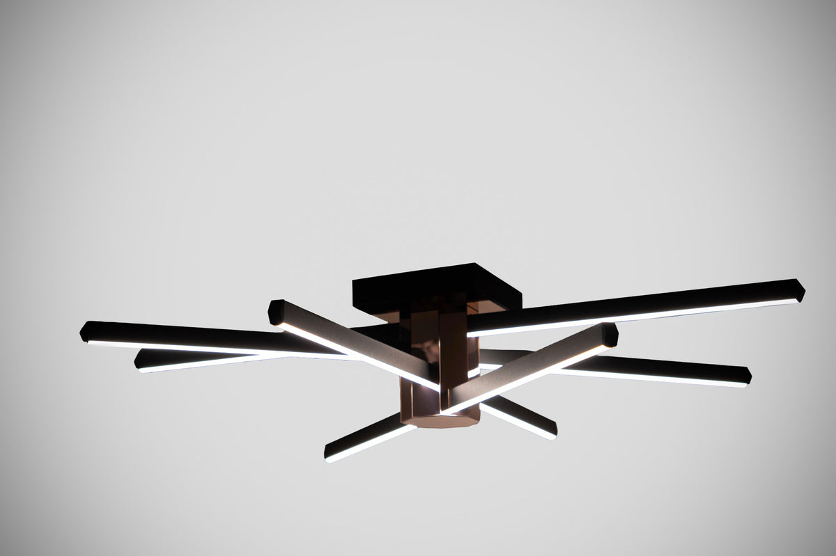 Enzo Light Nova Eight 8 Kollu Modern LED Plafonyer Tavan Avizesi - Milimetrik Ölçü Şeması, Teknik Çizim ve Tavan Montaj Detayları