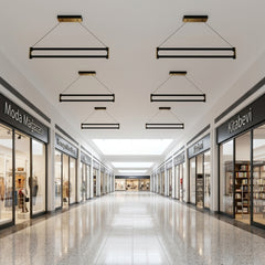 EnzoLight Orion Down Lineer LED Sarkıt Avize - Ticari Mekan ve Geniş Alan Minimalist Yaşam Konseptinde Gündüz Doğal Gün Işığında Tavana Montaj Görünümü