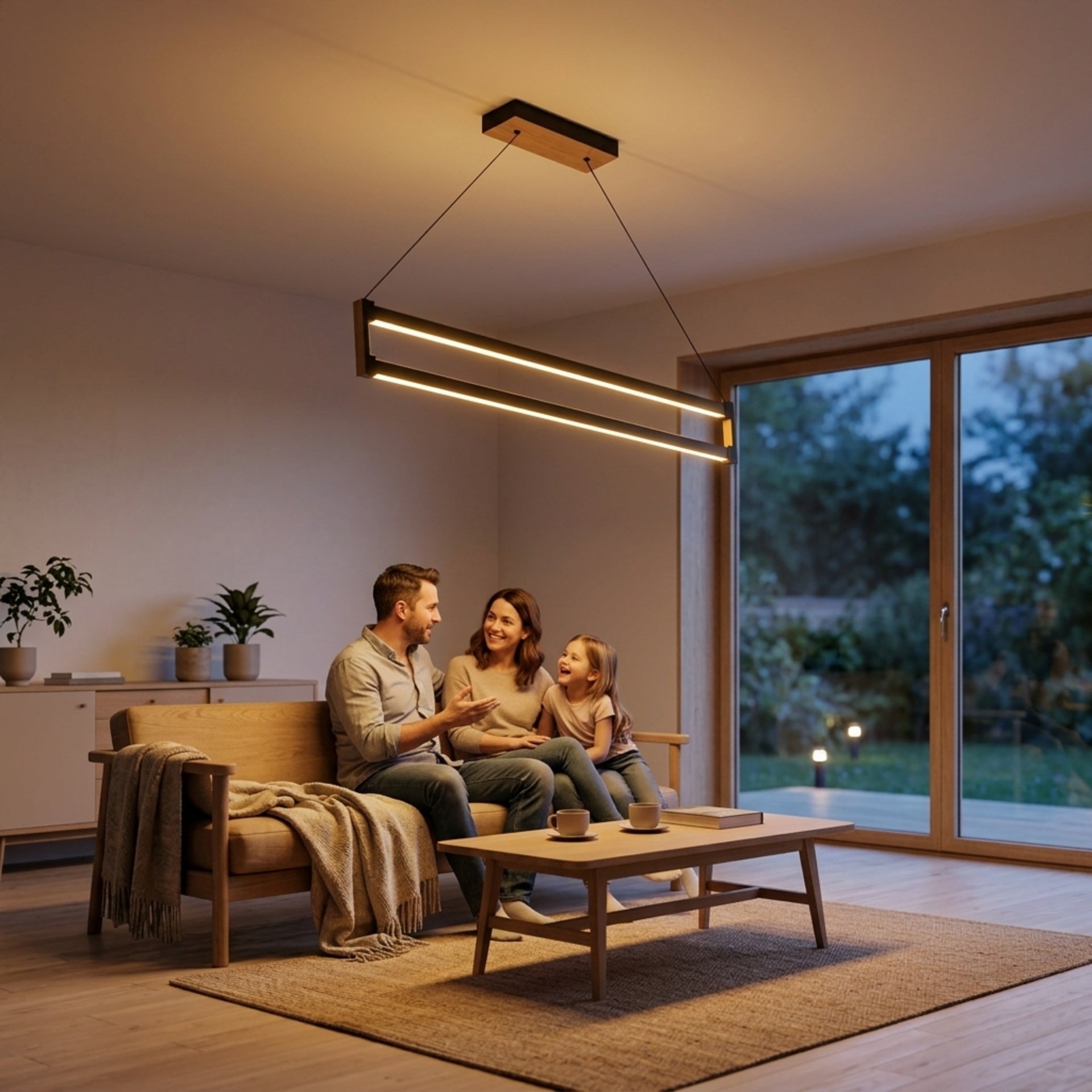 EnzoLight Orion Down Lineer LED Sarkıt Avize - Lüks Salon ve Oturma Odası İskandinav Sade Çizgilerle Akşam Açık Işıkla Homojen Sıcak Aydınlatma Ambiyansı