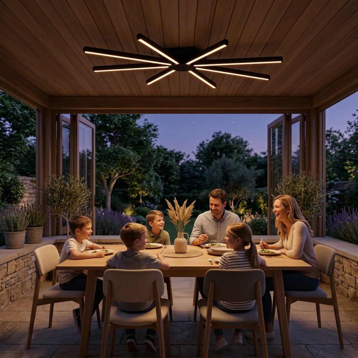 EnzoLight Pulsar Modern LED Tavan Avize Plafonyer - Kış Bahçesi ve Teras İskandinav Sade Çizgilerle Akşam Açık Işıkla Homojen Sıcak Aydınlatma Ambiyansı
