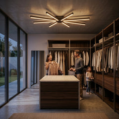 EnzoLight Pulsar Modern LED Tavan Avize Plafonyer - Giyinme Odası ve Gardırop Alanı Modern Mimari Çizgilerle Akşam Açık Işıkla Homojen Sıcak Aydınlatma Ambiyansı
