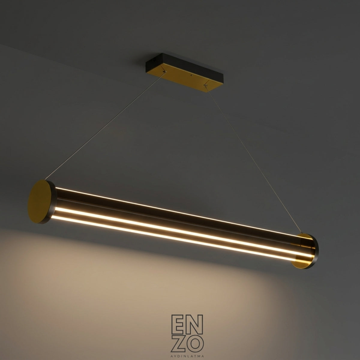 EnzoLight Arya 3'lü Lineer Sarkıt Avize Modern Lineer LED Sarkıt Avize - Gece Açık Işık Simülasyonu ve Homojen LED Aydınlatma Ambiyansı